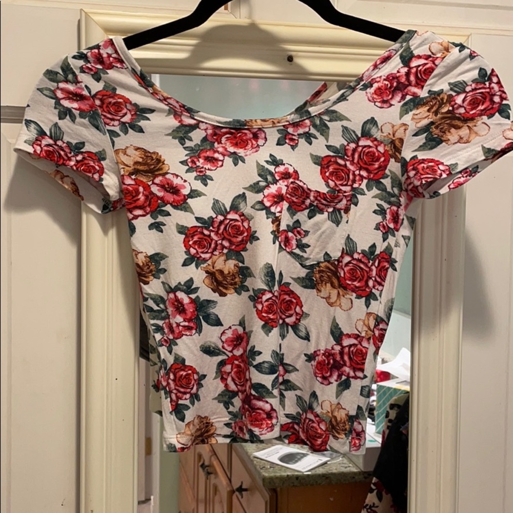 Nollie rose print crop top